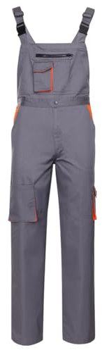 Stenso Desman - Pantalones con Peto de Trabajo para Hombre - Gris/Naranja - 54
