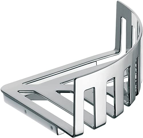 emco SYSTEM2 Eckwandkorb zum Schrauben, Korb separat abnehmbar, hochwertige Duschablage aus Metall, Duschkorb für Badutensilien, chromfarben, Silberfarben