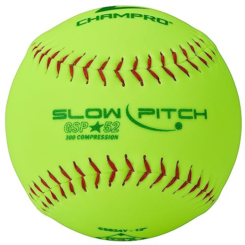 Champro ASA 12 Slow Pitch Softballs with Durahide Cover .52 COR, 12 Pack