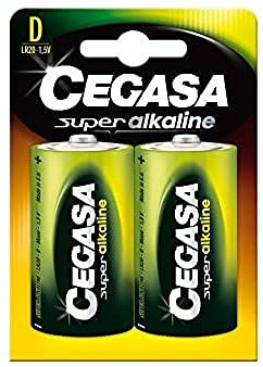 cegasa Superalkaline - Pack 2 Pilas LR20, Color Verde