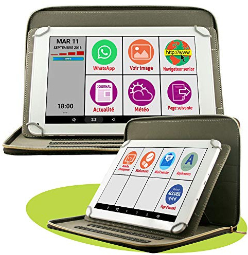 Mobiho Essentiel Tablette INITIALE 10P sénior, MODULABLE SUR MESURE : WHATSAPP et + de 20 applis préinstallées - GOOGLE PLAY - OFFERT : Pochette ET 6 H Coach - PAS d’ABO MENSUEL - WIFI et 4G débloqué.