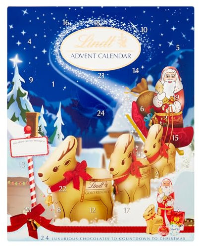 Lindt Milk Chocolate Christmas Advent Calendar 2025 – Medium 160g – 24 Chocolate Figures & Truffles – Magical Countdown Gift