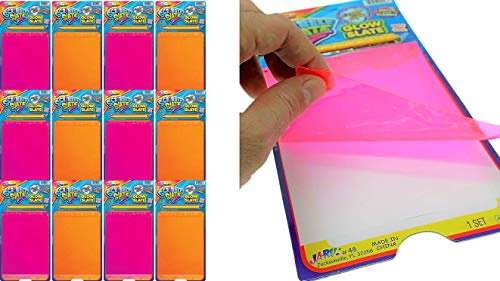 Neon Scribble Slate Magic Board (12 Units in Bulk) by JA-RU. Writing Tablet for Toddlers and Kids. Party Pack of Magic Slate Pad. Kids Scribble Pads Toy. Party Favor Toys. 48-12A (12 Units)