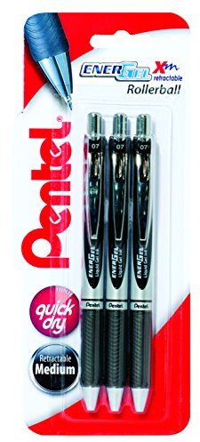 Pentel Energel Xm Retractable Triple Pack, Black