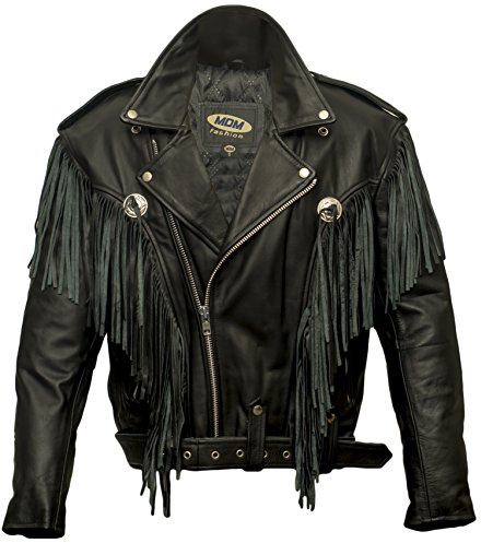 MDM Fransen Chopper läderjacka i svart, svart, 4XL
