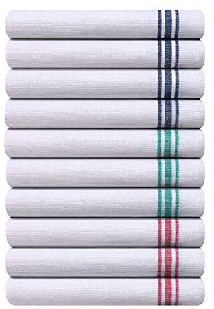 Pack of 10 Professional Catering Tea Towels – Heavy Duty Construction – Absorbent & Quick Dry – High Density Weave- Fade Resistant – Lint Free & No streaks - Bar, Restaurant Cloth