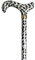 Design Gehstock SCHNEELEOPARD, bunt, Derbygriff aus ABS, Stock stabiles Leichtmetall, höhenverstellbar, Schneeleopardenfell-Optik,Gummipuffer.