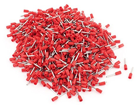 sourcingmap 1000pcs 0,75mm2 Embout de Câble Embout de Câblage Cosse à Sertir électrique Fil Sertissage Borne Connecteur Terminal AWG20 à virole isolée rouge