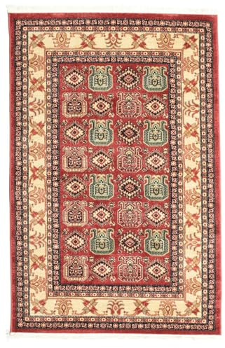 RugVista Kazak Simav, Alfombra, Orientales, 120 x 180 cm, Rectangular, Pelo Medio, Sala de Estar, Comedor, Dormitorio, Limpieza en seco, Oeko_Tex_100, Rojo/Beige