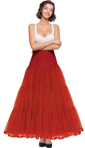 Shimaly Women's Floor Length Wedding Petticoat Long Underskirt for Formal Dress (S-L, Red)