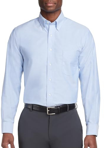 Van Heusen Men's Dress Shirt Regular Fit Oxford Solid, Blue, Medium