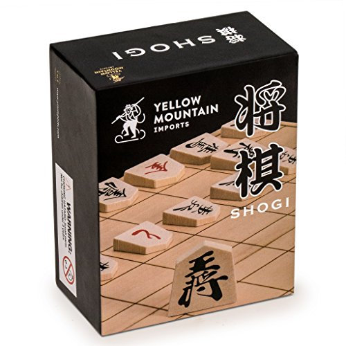 Yellow Mountain Imports Japanisches Shogi-Schachspiel aus Holz, traditionelle Koma-Spielfiguren mit Papier-Shogiban