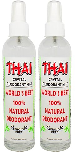 Thai Deodorant Stone Crystal Mist Natural Deodorant Spray 8 oz. Bundle, Pack of 2