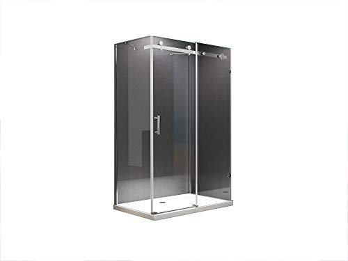 Badsysteme.eu BuyLando.Shop [Typ-Ida] U Form Duschkabine Schiebesystem - Dusche - ESG - Variationen (100x90x195cm + Duschwanne + Ablauf)