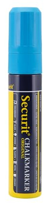 SECURIT - Pennarello A Gesso Liquido - Per Lavagne, Vetro, Metallo, Porcellana, Specchio, Plastica - Punta Grande 7-15mm - Colore Blu