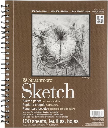 Pro-Art 457773 Strathmore Spiral Sketch Book 9 in. x 12 in. -100 Sheets