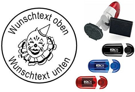 Geocachingstempel « CLOWN » mit persönlichen Cachername/Nickname Runder Stempel Geocaching Pocketstempel