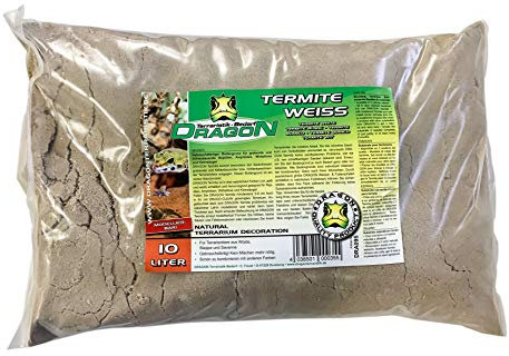 Dragon Termite Sand weiß 10l - Lehmhaltiger Terrarien Bodengrund, ideal für Wüstentiere wie Z.B Bartagamen, da Modellierbar,
