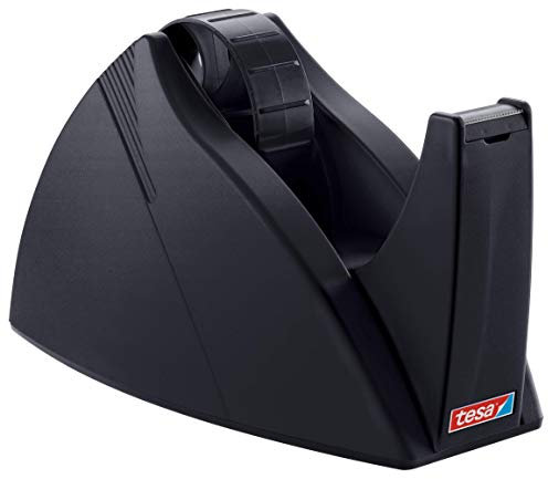 tesa Easy Cut Professional - Standfester Tischabroller für tesafilm - zur Verarbeitung von großen Klebefilmrollen - Schwarz