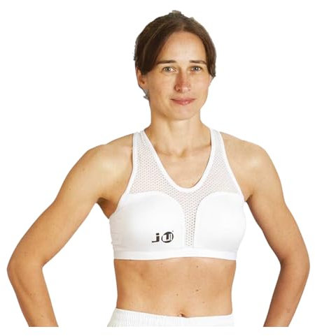Ju-Sports Brustschutz für Damen Cool Guard Super komplett - weiß I Brustschutz Kampfsport mit abnehmbaren Hartplastikschalen I Angenehm zu tragen I Größe L