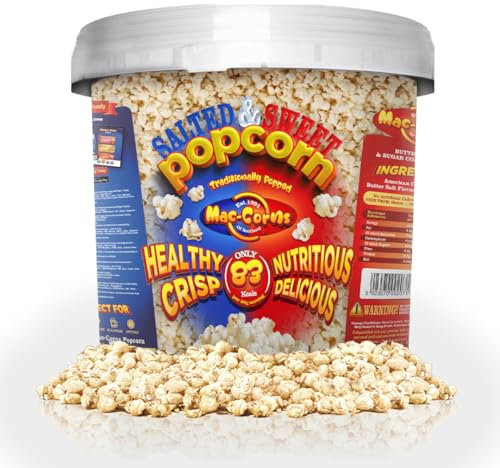MacCorns - Salted & Sweet Mixed Popcorn Sharing Bucket | 10ltr Reusable Bucket | Crunchy, Delicious Ideal for Parties, Events & Movie Nights | Allergen FREE!