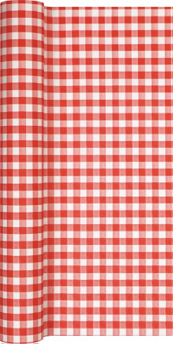Tischläufer rot weiß kariert Einweg – Vichy Karo Papiertischläufer für Party, Italienische Deko, Hochzeit, Oktoberfest, Garten & Buffet 40 cm x 4,9 m