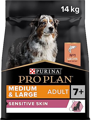 Pro Plan PURINA PRO PLAN Medium & Large Adult 7+ Sensitive Skin, Hundefutter trocken, reich an Lachs, 1er Pack (1 x 14 kg)