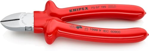 KNIPEX Seitenschneider verchromt tauchisoliert, VDE-geprüft 180 mm, 70 07 180
