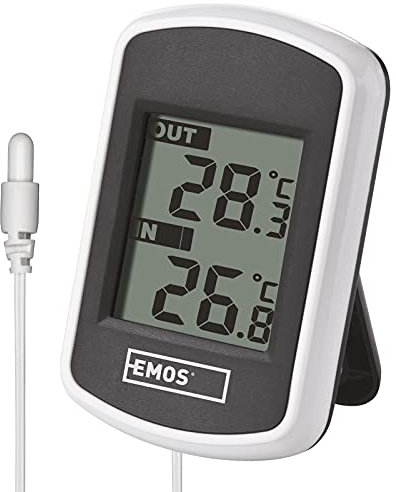 EMOS Digitales Aussen- und Innen-Thermometer mit Kabelfühler, kabelgebunden, batteriebetrieben