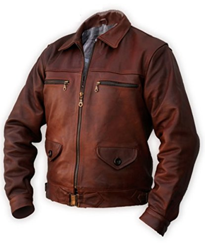 Noble House Hartmann flygarjacka herr i äkta klassisk retro hästläder brun, kastanj, XL