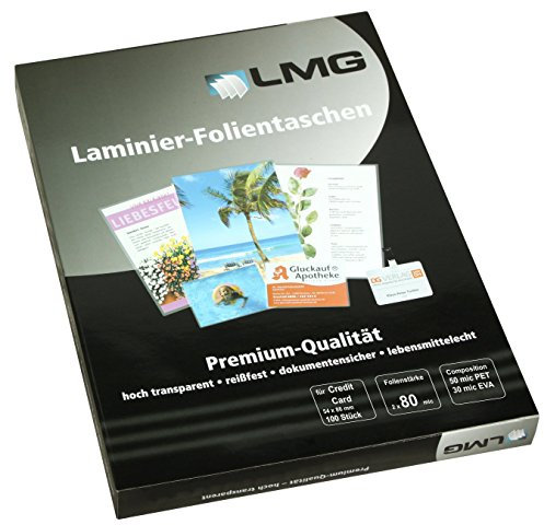LMG LMGCC-80 Laminierfolien Credit Card, 54 x 86 mm, 2 x 80 mic, 100 Stück