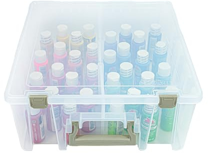 ArtBin 6990Ab Super Satchel Double Deep Box with Removable Dividers, Translucent Clear