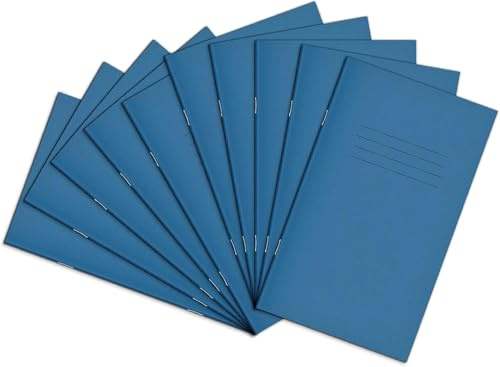Rhino 200 x 120-mm Exercise Books, 80-Page / 6mm Lined Paper Notebook, 10-Pack, Writing Book, Office & School Stationery Supplies, Light Blue