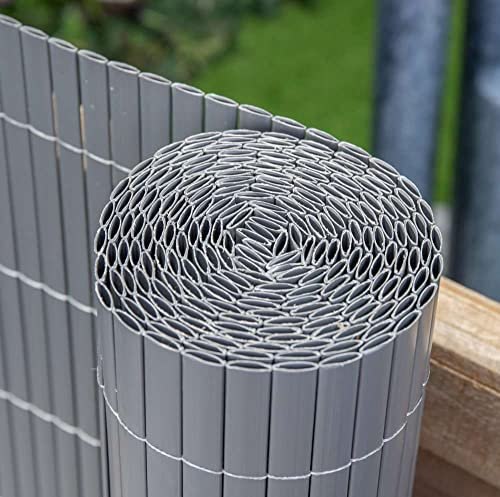 Papillon Artificial Grey Bamboo Cane Plastic Garden Fence Screening Roll Privacy Border 4m x 1.5m (13ft 1in x 4ft 11in)