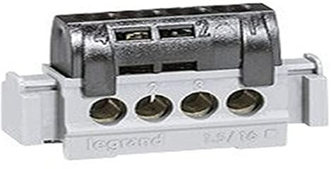 004850 Legrand Bornier de répartition phase isolé - connexions 4x16mm² - Clipsable sur rail DIN