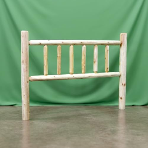 Log Headboard, Queen Size - Unfinished Natural Beige, Solid White Cedar Wood, Heavy Duty, Amish Handcrafted in USA