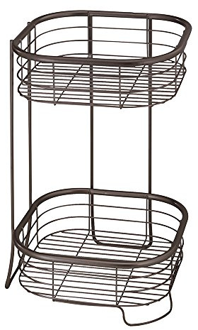 iDesign Forma Free Standing Bathroom or Shower Storage Shelves for Towels, Soap, Shampoo, Lotion, Accessories - 2 Tier, Bronze