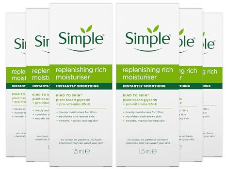 6 x Simple Kind to Skin Replenishing Rich Moisturiser 125 ml