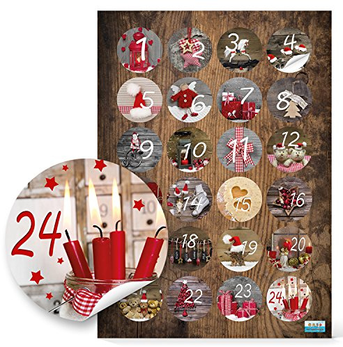 Logbuch-Verlag 24 adventskalender siffror 1–24 rund 4 cm fotomotiv nummerklistermärken jul kalender nummerklistermärken nummerklistermärken