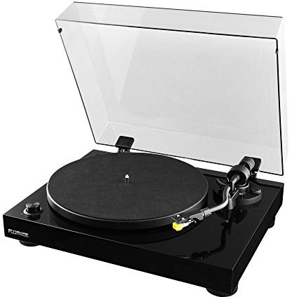 Fluance RT80 Classique Platine Vinyle Haute Fidélité avec Cellule Audio-Technica AT91, Entraînement par Courroie, Préampli Intégré, Contrepoids Réglable, Socle en Bois Massif – Noir Piano