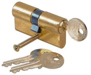 Vachette Cylindre de Serrure Mécanique FIRST pour Porte - Double Entrée 30x40mm - Mécanisme 5 Goupilles Sécurisé - 3 Clés - Installation Facile - Garantie 2 Ans - Finition Laiton