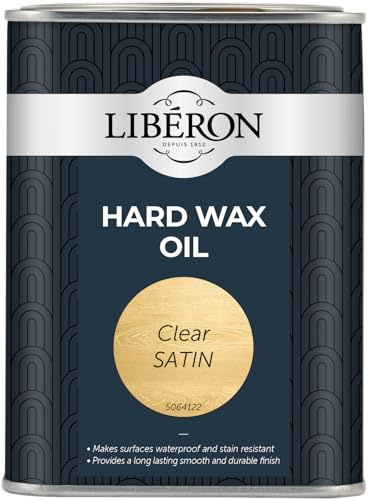Libéron Hard Wax Oil - Superior Protection to Flooring & Furniture - Waterproof & Stain-resistant - Perfect For Kitchens & Bathrooms - Clear Satin - 1 Litre