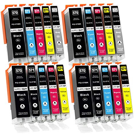 Supply Guy 20 XL bläckpatroner met chip kompatibel med Canon PGI-570 CLI-571 för Pixma MG7700 MG7750 MG7751 MG7752 MG7753 TS8000 TS8050 TS8051 TS8052 TS8053 TS9000 TS9050 TS9055