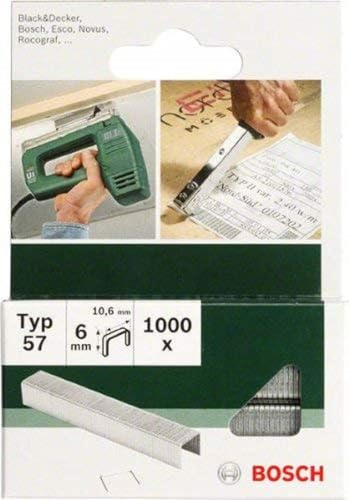 Bosch Accessories 2609255846 Set de 1000 agrafes à fil plat Type 57 Largeur 10,6 mm Epaisseur 1,25 mm Longueur 8 mm