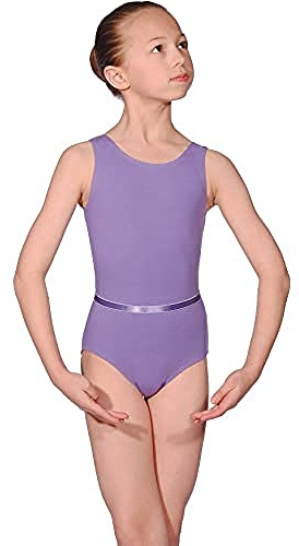 Roch Valley Women Cotton June Sleeveless Exam Leotard with Belt - Lavender, Medium