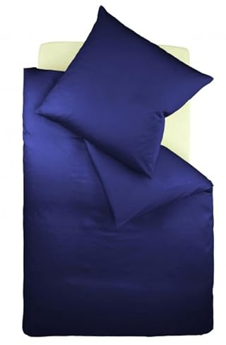 Juego de ropa de cama Fleuresse de jersey entrelazado, jerséy, azul oscuro, 38.4 x 27.8 x 5.0 cm