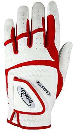 Intech Junior One Size Red/White Cabretta Leather Golf Glove, Left Hand (for Right Handed Golfer)