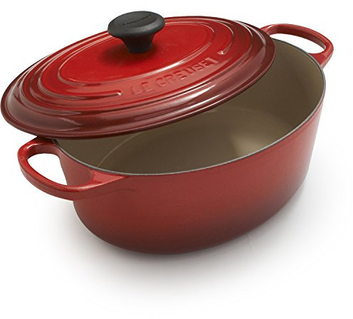 Le Creuset - Forno olandese ovale in ghisa smaltata, 5 qt, colore: Cerise