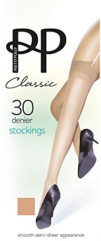 Pretty Polly Stockings 30 Denier 100% Nylon Smooth Semi Sheer - One Size - Sherry