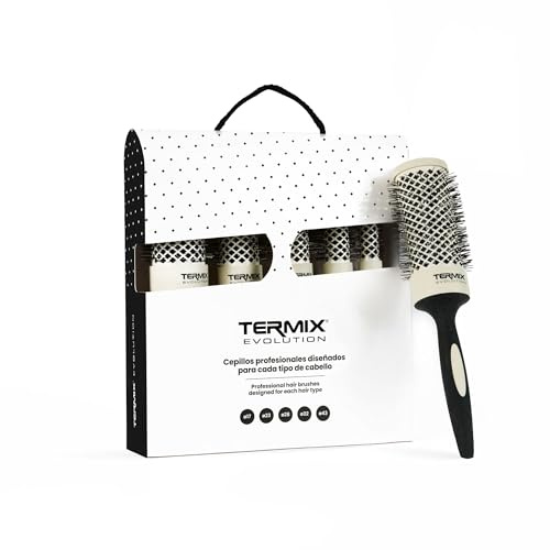 Termix Evolution Soft, Spazzola Termica Rotonda Con Fibre Appositamente Studiate Per Capelli Fini e Delicati. Disponibile In 8 Diametri E In Formato Pack, Ocra, Pack 5 Diametri